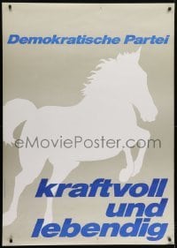 4c029 DEMOKRATISCHE PARTEI 36x50 Swiss political campaign 1966 silhouette of a leaping horse!