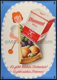 4c202 DIAMANT 33x47 German advertising poster 1950s cool art of happy female cook and slice of pie!