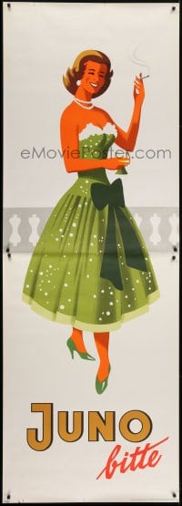4c234 JUNO 33x94 German advertising poster 1950s great artwork of woman in gown by Muller!