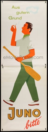 4c236 JUNO 33x94 German advertising poster 1950s Muller artwork of man carrying oar!