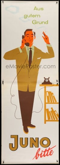 4c232 JUNO 33x94 German advertising poster 1950s great artwork of happy guy on phone by Muller!