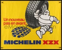 4c259 MICHELIN 32x40 French advertising poster 1975 great art of the Michelin Man, steel-belted!