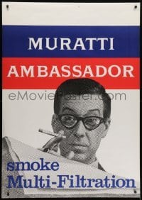 4c260 MURATTI 36x50 Swiss advertising poster 1964 cool image of guy smoking cigarette and reading!