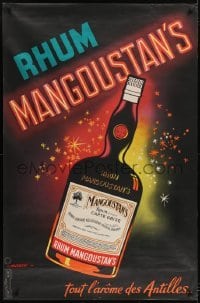 4c274 RHUM MANGOUSTAN'S 30x46 French advertising poster 1950s Falcucci art, Napoleon's formula!