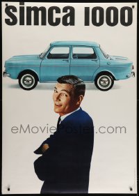 4c285 SIMCA no taglines style 36x50 Swiss advertising poster 1963 image of car & man, no taglines!