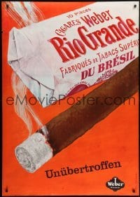 4c301 WEBER 36x51 Swiss advertising poster 1956 featuring Alfred Koella art, burning cigar!
