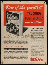 4c304 WHITE MOTOR COMPANY 32x44 advertising poster 1930s one of the greatest trucking cost stories!