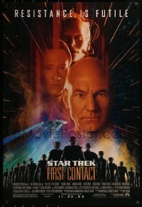 4c887 STAR TREK: FIRST CONTACT advance 1sh 1996 Jonathan Frakes, Stewart, Spiner, sexy Borg Krige!