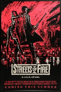 4c898 STREETS OF FIRE advance 1sh 1984 Walter Hill, Riehm pink dayglo art, a rock & roll fable!