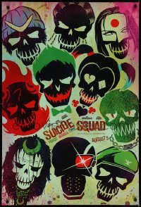 4c903 SUICIDE SQUAD teaser DS 1sh 2016 Smith, Leto as the Joker, Robbie, Kinnaman, cool art!