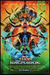 4c916 THOR RAGNAROK advance DS 1sh 2017 montage of Chris Hemsworth in the title role with top cast!