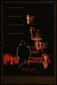 4c950 UNFORGIVEN DS 1sh 1992 gunslinger Clint Eastwood, Gene Hackman, Morgan Freeman, Harris!