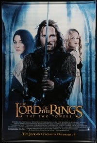 4c315 LORD OF THE RINGS: THE TWO TOWERS vinyl banner 2002 Peter Jackson epic, Mortensen, J.R.R. Tolkien!