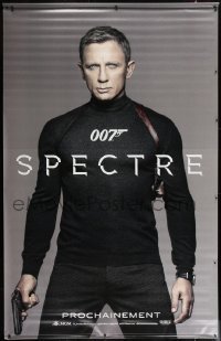 4c322 SPECTRE French vinyl banner 2015 Daniel Craig as James Bond 007 in all black with gun!