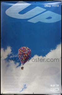 4c327 UP DS vinyl banner 2009 wacky image of flying house & hundreds of balloons!