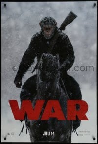 4c964 WAR FOR THE PLANET OF THE APES style A teaser DS 1sh 2017 great image of Caesar on horseback!