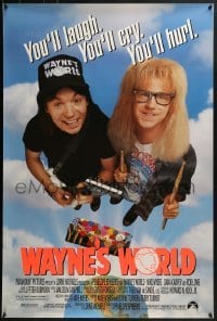4c969 WAYNE'S WORLD 1sh 1991 Mike Myers, Dana Carvey, one world, one party, excellent!