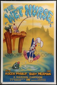 4c973 WET NURSE Kilian 1sh 1988 Baby Herman goes fishing w/Roger Rabbit as the bait!