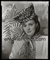 4d168 OLIVIA DE HAVILLAND 8x10 negative 1940s sophisticated glamour portrait wearing leopard print!