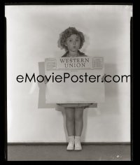 4d180 SHIRLEY TEMPLE 8x10 negative 1930s Fox promo portrait, holding giant Western Union telegram!