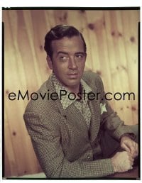 4d020 JOHN PAYNE 8x10 transparency 1955 great seated portrait in open collar shirt by Bud Fraker!
