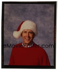 4d299 NATIONAL LAMPOON'S CHRISTMAS VACATION 3x3 transparency 1989 c/u of Chevy Chase w/ Santa hat!