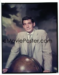 4d044 WAR OF THE WORLDS 8x10 transparency 1953 Gene Barry Paramount portrait by world globe!