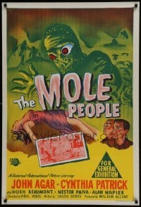 4f094 MOLE PEOPLE Aust 1sh 1956 great artwork of the underground monster over unconscious woman!
