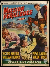 4f282 DANGEROUS MISSION Belgian 1954 Victor Mature, Piper Laurie, an avalanche of action!