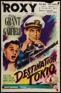 4f285 DESTINATION TOKYO Belgian R1950s Cary Grant with binoculars & John Garfield at machine gun!