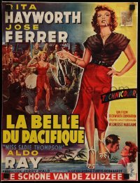 4f299 MISS SADIE THOMPSON Belgian 1953 Rita Hayworth & Aldo Ray between scenes by Bell!