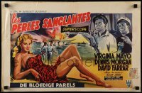 4f305 PEARL OF THE SOUTH PACIFIC Belgian 1955 art of sexy Virginia Mayo in sarong & Dennis Morgan!