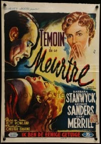4f318 WITNESS TO MURDER Belgian 1954 no one believes Barbara Stanwyck except for the murderer!