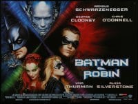 4f876 BATMAN & ROBIN British quad 1997 Clooney, O'Donnell, Schwarzenegger, Thurman, cast images!