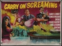 4f888 CARRY ON SCREAMING British quad 1966 English horror comedy, wild Tom William Chantrell art!