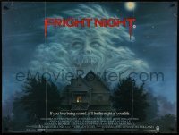 4f919 FRIGHT NIGHT British quad 1985 Sarandon, McDowall, best classic horror art by Peter Mueller!