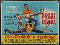 4f941 KID GALAHAD British quad 1962 art of Elvis Presley singing with guitar, boxing & romancing!