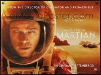 4f957 MARTIAN teaser DS British quad 2015 close-up of astronaut Matt Damon, bring him home!