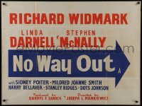 4f968 NO WAY OUT British quad 1950 Richard Widmark, Linda Darnell, young Sidney Poitier!