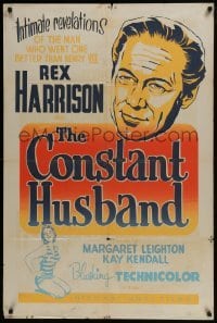 4f178 CONSTANT HUSBAND Canadian 1sh 1955 different art of Rex Harrison & sexy Kay Kendall!