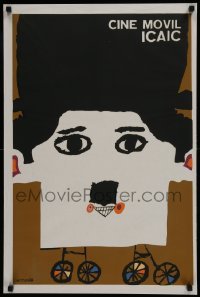 4f146 CINE MOVIL silkscreen Cuban 1969 wacky completely different Bachs artwork of Charlie Chaplin!