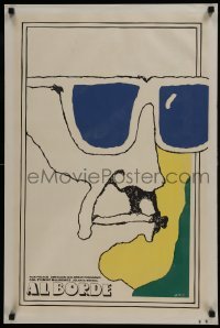 4f162 ON THE EDGE silkscreen Cuban 1975 Podgorski's Na krawedzi, Eduardo Munoz Bachs close-up art!