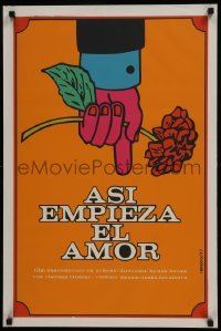 4f165 THIS IS HOW LOVE BEGINS silkscreen Cuban 1977 artwork of hand and rose by Antonio Reboiro!