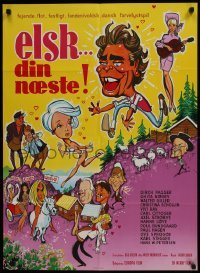 4f105 ELSK DIN NAESTE Danish 1967 Egil Kolsto's sexploitation comedy, completely wacky art!