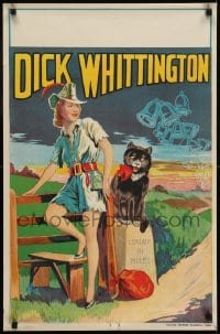 4f854 DICK WHITTINGTON stage play English double crown 1930s art of sexy female lead & smiling cat!