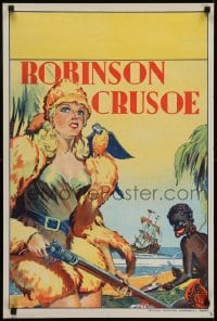 4f859 ROBINSON CRUSOE stage play English double crown 1930s great art of sexy female hero & Friday!