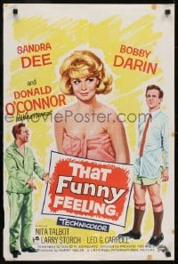 4f863 THAT FUNNY FEELING English double crown 1965 Sandra Dee, Bobby Darrin, Donald O'Connor!