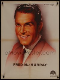 4f744 FRED MACMURRAY French 23x31 1940s wonderful Soubie portrait art of smiling Paramount star!