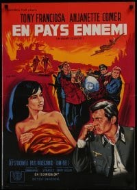4f751 IN ENEMY COUNTRY French 22x32 1968 Noel art of Tony Franciosa & Ajanette Comer, WWII!