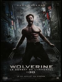 4f836 WOLVERINE teaser French 16x21 2013 barechested Hugh Jackman kneeling w/ claws out!